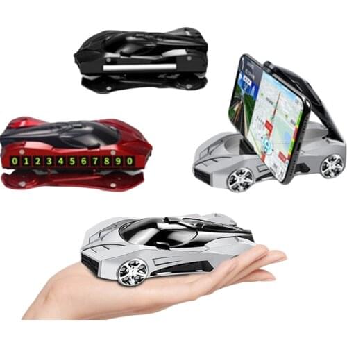 Car Shaped Phone Holder 3-in-1 Simulation Aromatherapy Ornament with Parking Phone Numbers for Navigation Car Office Desk Decor