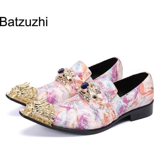 Batzuzhi Luxury New Design Mens Shoes Pointed Iron Toe Leather Dress Shoes Men for Mens Party and Wedding Zapatos Hombre,6-12