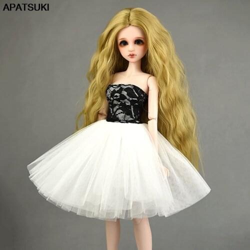 White Black Princess Dress for 1/4 XINYI Doll Evening Party Gown Ballet Dress for 1:4 Dolls Outfits Clothes Accessories