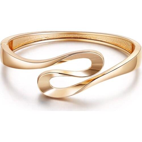 ORNAPEADIA Bracelet for Women Stainless Steel Twisted Wire Ladies Simple Open Bracelet Elegant Geometric Curve Spring Bangles