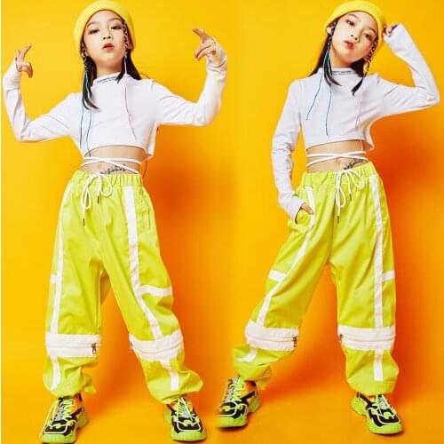 Kids Carnival Hip Hop Danicng Outfits Crop Tops Streetwear Tactical Cargo Pants For Girls Concert Jazz Dance Costume Clothes