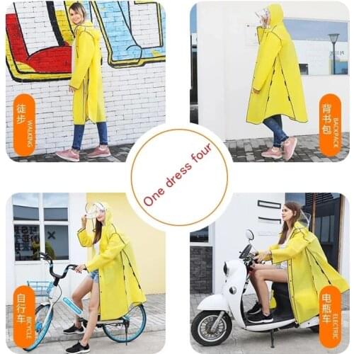 New Double Brim Raincoat Women/Men Zipper Hooded Poncho Motorcycle Rainwear Long Style Hiking Poncho Environmental Rain Jacket
