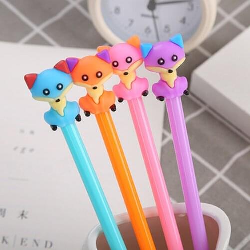 Fox Gel Pen 0.5mm Novelty Student Cute Pens Cute Stationery Gel Pens Cartoon Black Signing Pen Kawaii School Supplies