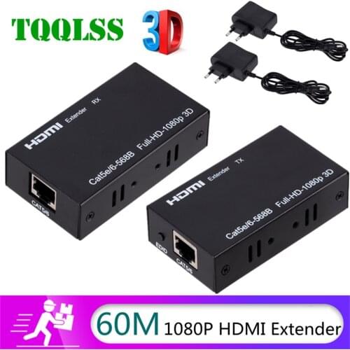 HDMI-compatible Extender Cat5e Cat 6 Ethernet IP TCP signal HDMI to Lan Converter 1080p 3D HDMI Transmitter Receiver TX RX 60M