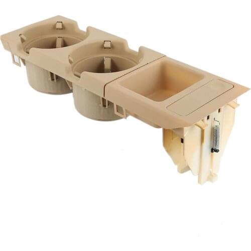 HLEST Practical Plastic beige Front Premium Center Console Storing Coin Box + Cup Holder for BMW E46 318 320 325 330 1998-2004