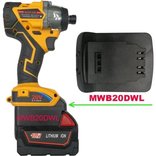 Dawupine MWB20DWL Adapter Converter use Milwaukee 18V Li-ion Battery M18 on for DeWalt 18V 20V Lithium Electric Power Tools