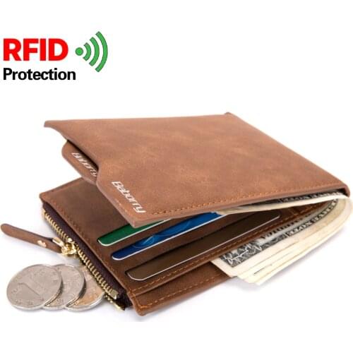Baborry RFID Protection Wallet Men Soft Leather Wallet With Removable Card Slots Multi-Function Men Wallet Purse Male Clutch