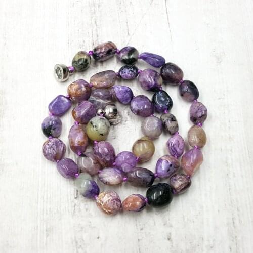LiiJi Natural Charoite Necklace Freefrom Nugget Shape 18inches/45cm Magnet Clasp Necklace Fashion Jewelry Nice gift for Women