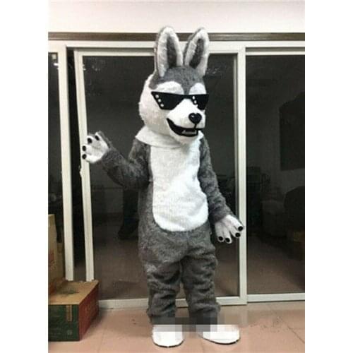 2019 Advertising Halloween Adults Cosplay Gray Husky Wolf Dog Mascot Costume Suit Party Game Fancy Dress Outfits Foam Parade New