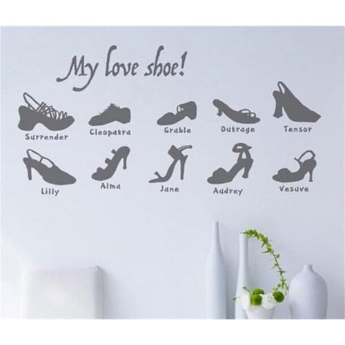 Fashion Fine shoes store showecase glass sticker shoes icon window sticker advertising poster shop door wall decorative stickers