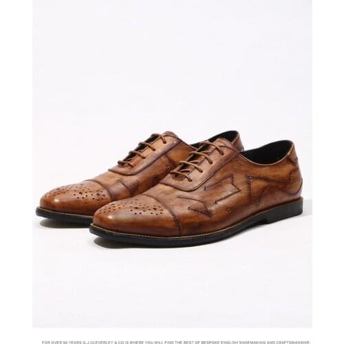 Men Leather Lace up Wedding Office Dress Shoes Italian Design Hand-polished Formal Men Oxford Shoes