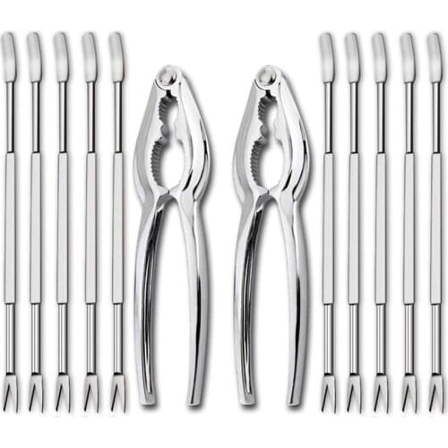 Seafood Tool Kit,Stainless Steel Crab Leg Cracker and Forks Nut Cracker Set Shellfish Sheller 12Pcs