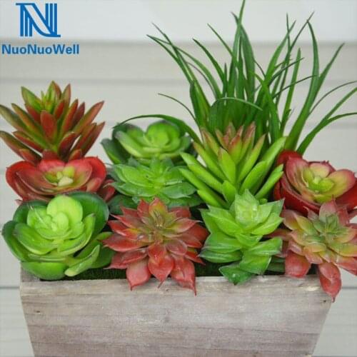 NuoNuoWell 8pcs-Pack Mixed Kind Succulent Plants Kit Artificial Echeveria Plant Landscape Grass DIY Pot Fake Flower