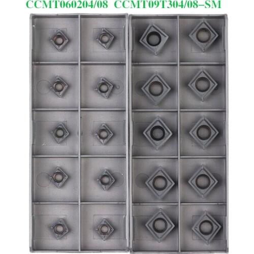 10pcs CCMT060204 CCMT060208 CCMT09T304 CCMT09T308 SM IC907 IC908 Carbide Insert CNC Lathe External Turning Tools CCMT Blades