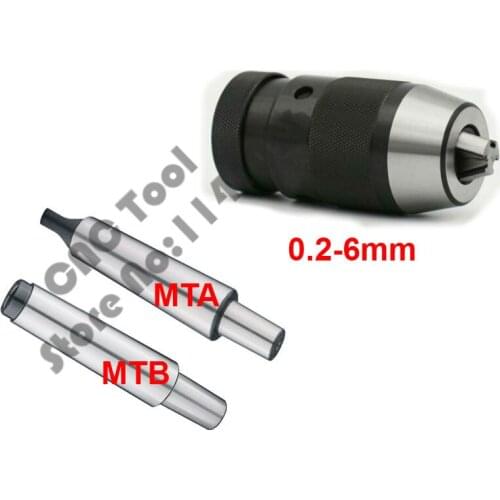 1 SET Drill Chuck 0.2-6mm B10 with morse tapper arbor MT1/MT2/MT3/MT4 0.6-6mm Automatic Locking Chuck Self Tighten chuck