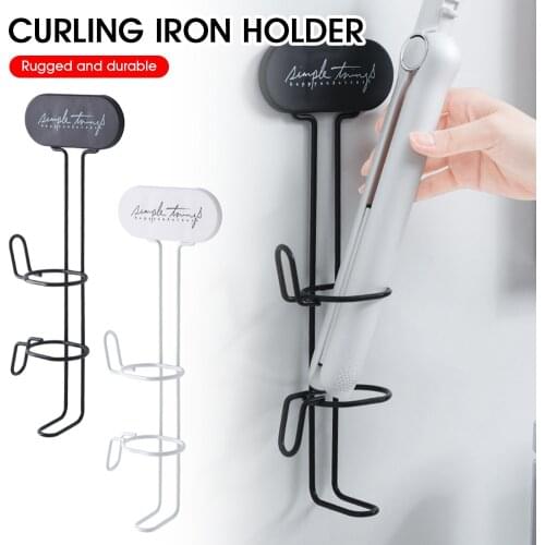 Curling rod wall-mounted hair straightener rack bathroom hair dryer rack wall-mounted non-punch adhesive rack 11*5.5*32 cm