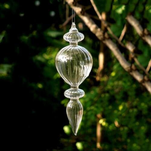 9pcs/pack 6*20cm Small Size Creative Striped Transparent Glass Pendant Home Decoration Christmas Day Hanging Gift
