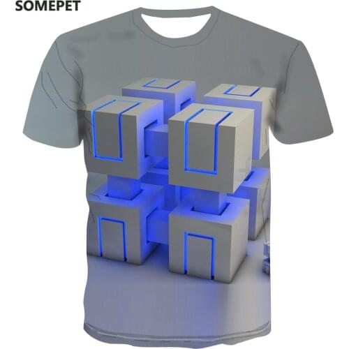 2020 Popular Trendy T-Shirt Geometric Square T-Shirt MenS Simple Letter Cool Unique Print MenS Top