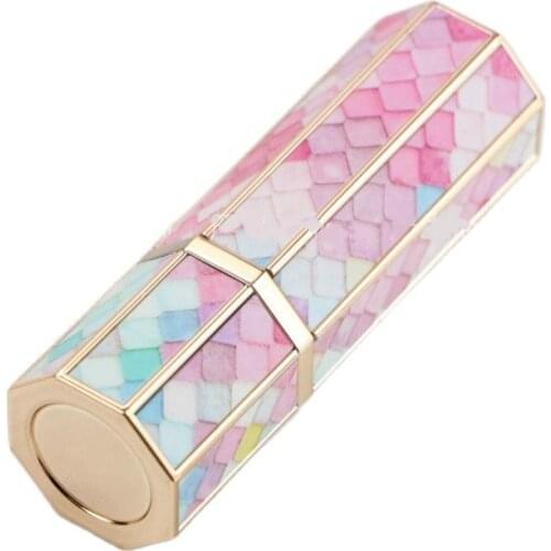 Empty Lipstick Tube 12.1mm Colorful Scale Lip Balm Tube 3D Printing Lipstick Container Empty Eight Sides Lip Balm Packaging 30pc