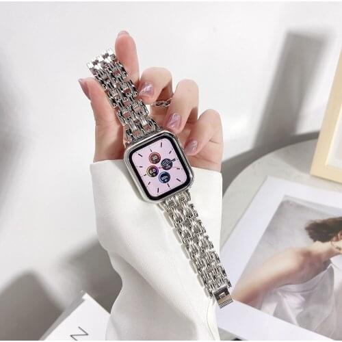 Stainless Steel Wristband for Apple Watch Band SE6 5 40mm 44mm Metal Chain Link Bracelet Strap for iWatch 4 3 2 38mm 42mm Correa