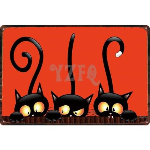Happy Halloween Pumpkin Vintage Tin Sign Metal Plate Cat Decorations For Home Wall Bar Art Party Decor 30X20CM DU-3148