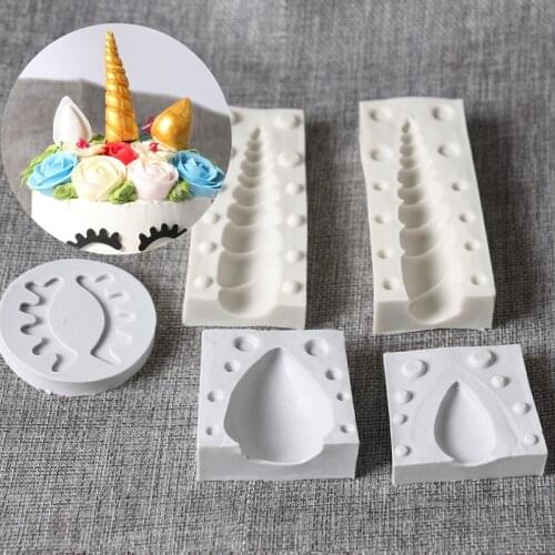 Aomily 5pcs/Set 3D Birthday Unicorn Animalsl Silicone Mold Fondant Mould Cake Sugarcraft Decorating Chocolate Gumpaste Tools
