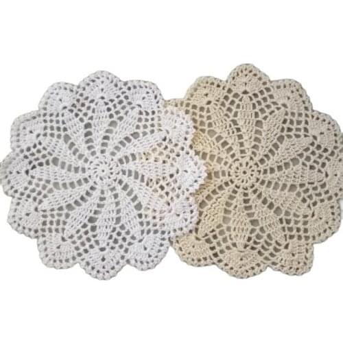 Modern round lace cotton table place mat crochet coffee placemat pad Christmas flower coaster cup mug tea dining doily kitchen