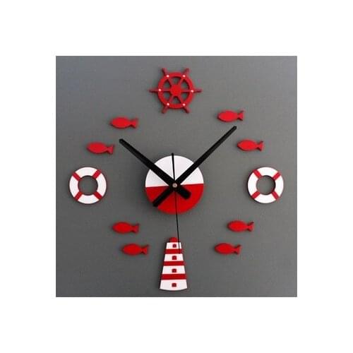 Mediterranean style DIY tower rudder life buoy small fish bell DIY clock wall clock mute