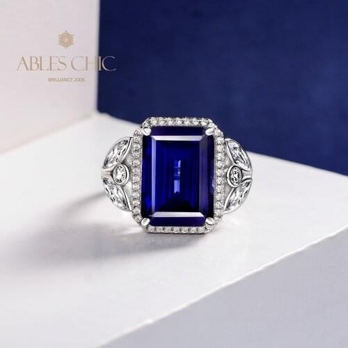 Ocean Deep 925 Sterling Silver Lab Blue Sapphire Wedding Ring Tanzanite 5A Zircon Traditional Engagement Bridal Ring S2R1S2R1274