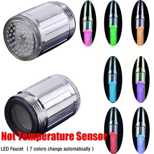 LED Water Faucet Stream Light Kitchen Bathroom Shower Tap Faucet Nozzle Head 7 Color Change Temperature Sensor Light Faucet led