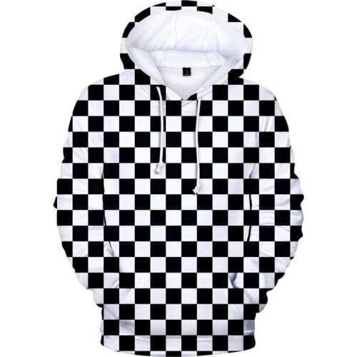 3D Demon Slayer Kimetsu No Yaiba Hoodies Men Women Sweatshirts Mens Hooded Black White Checkered Pattern Full Hoodies Casual