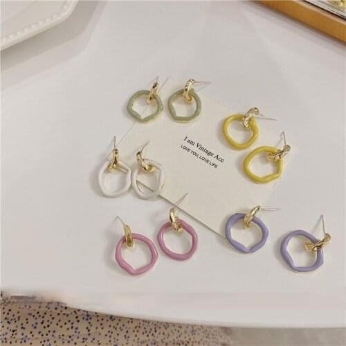 U-Magical Minimalist Multicolor Irregular Circle Dangle Earrings for Women Fashion Hollow Out Metallic Spray Earrings Jewelry