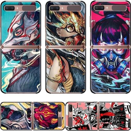 Anime girl samurai Shockproof Hard Cover For Samsung Galaxy Z Flip 3 5G Black Fashion Mobile Capa Fundas Phone Case