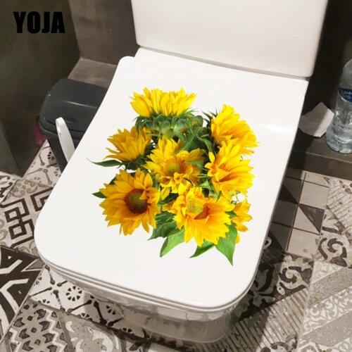 YOJA 23.9CM×22.8CM Fresh Bouquet Home Kids Room Decoration Sunflower Bathroom Toilet Stickers T1-2640