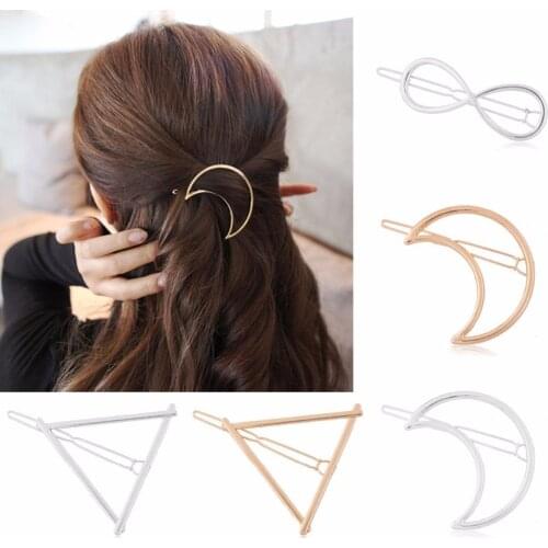 Hot Sale Star Hair Clip for Women Metal Hairpins Hollow Triangle Moon Side Clip Barrette Wedding Party Hair Accessories Jewelry