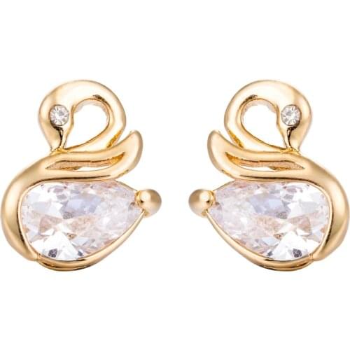 Hot Sell Fashion crystal Earrings Lovely Rhinestone Swan Earrings Cute Swan Stud Earrings For Women Girls Gift jewelry Wholesale