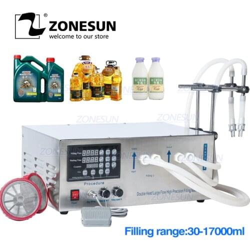 ZONESUN GZ-D1 Double Heads Semi-Automatic Cooking Oil Water Juice Drink Bottle Filling Machine