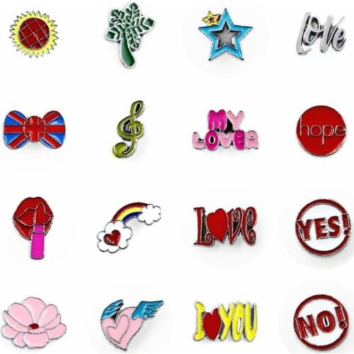 10pcs/lot Internal Dia 8mm I Love You Rainbow Ribbon Yes No Music Note Slide Charm DIY Accessories fit 8mm wide belt pet collar