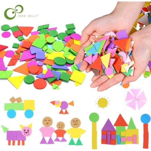 150/300/600pcs Foam Stickers Geometry Puzzle Self-Adhesive EVA Stickers Children Education DIY Toys Crafts Arts Making Gift ZXH