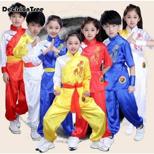 2021 chinese wushu uniform kungfu clothing children sets martial arts suit wing chun changquan outfit for girl boy kids