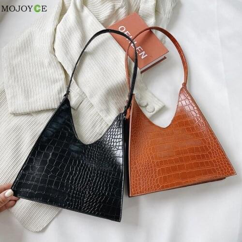 2021 Pleated Female Handbag Fashion Women PU Leather Alligator Pattern Triangle Small Shoulder Underarm Bags Women