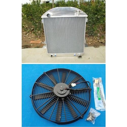 3 ROW Aluminum Radiator + Fan For CHEVY Chevy ENGINE MODEL T-Bucket GRILL 1924-1927 1924 1925 1926 1927
