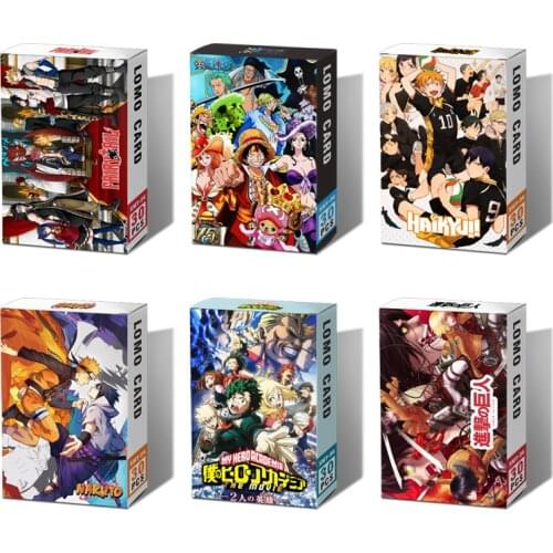 30pcs/set Anime Lomo Cards Magan Haikyuu!! My Hero Academia Attack on Titan Fairy Tail Re: Zero Mini Postcard Photocard Poster