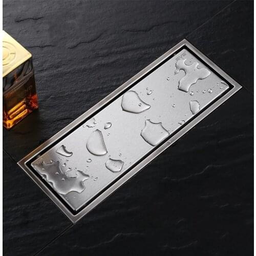 300*110mm Linear Shower Drain Floor Strainer with Tile Insert Grate,304 Stainless Steel , 12 Inch Long Brushed Stainless--SM151