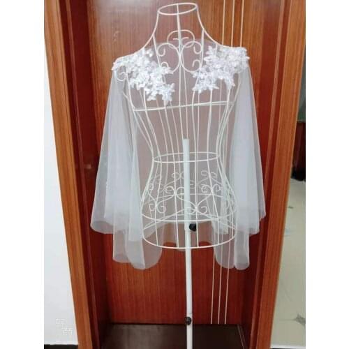 White/Black Bridal Wedding Lace Wraps Jackets Cloak Evening Cape Shawls for Women Formal Bolero Shrugs for Party Dress