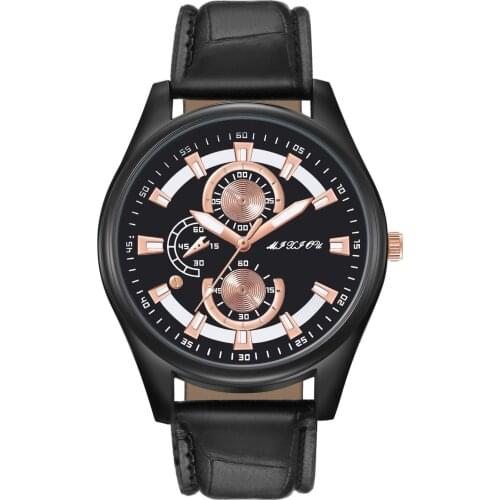 Black Rose Gold Man Watch Fashion Simple Design Creative Dial Men Watches Quartz Relogio Masculino Leather Strap Wristwatch