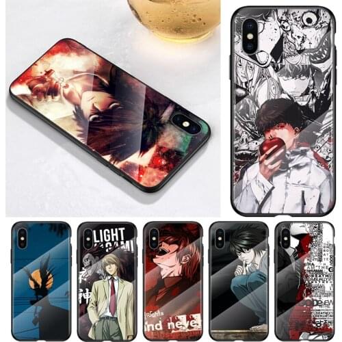 Anime death note For Apple iPhone 12 11 8 7 6 6S XS XR SE X 2020 Pro Max Mini Plus Tempered Glass Phone Case
