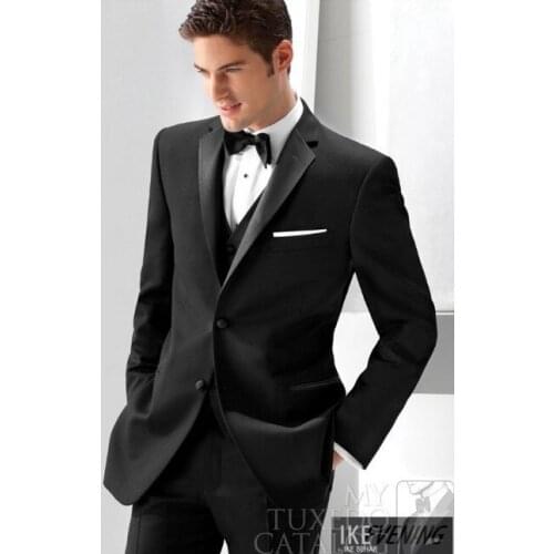 Black Business Men Suits Custom Made, Bespoke Classic Black Wedding Suits For Men, Tailor Made Groom Tuxedos For Men