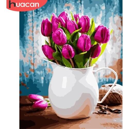 HUACAN Flower Painting By Number Drawing On Canvas HandPainted Painting Art Gift DIY Pictures By Number Home Decor Kits