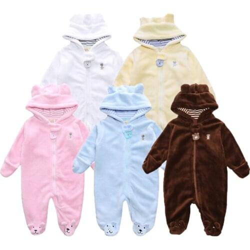 Autumn Winter Newborn Baby Infant Boy Girl Bear Hoodie Jumpsuit Romper Clothes Baby Boy Girl Cartoon Jumpsuit